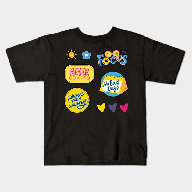 Self Motivated Inspiration Kids T-Shirt by monicasareen